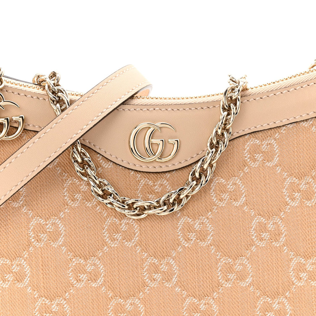 Gucci Denim GG Monogram Calfskin Small Shoulder Bag Souffle Rose