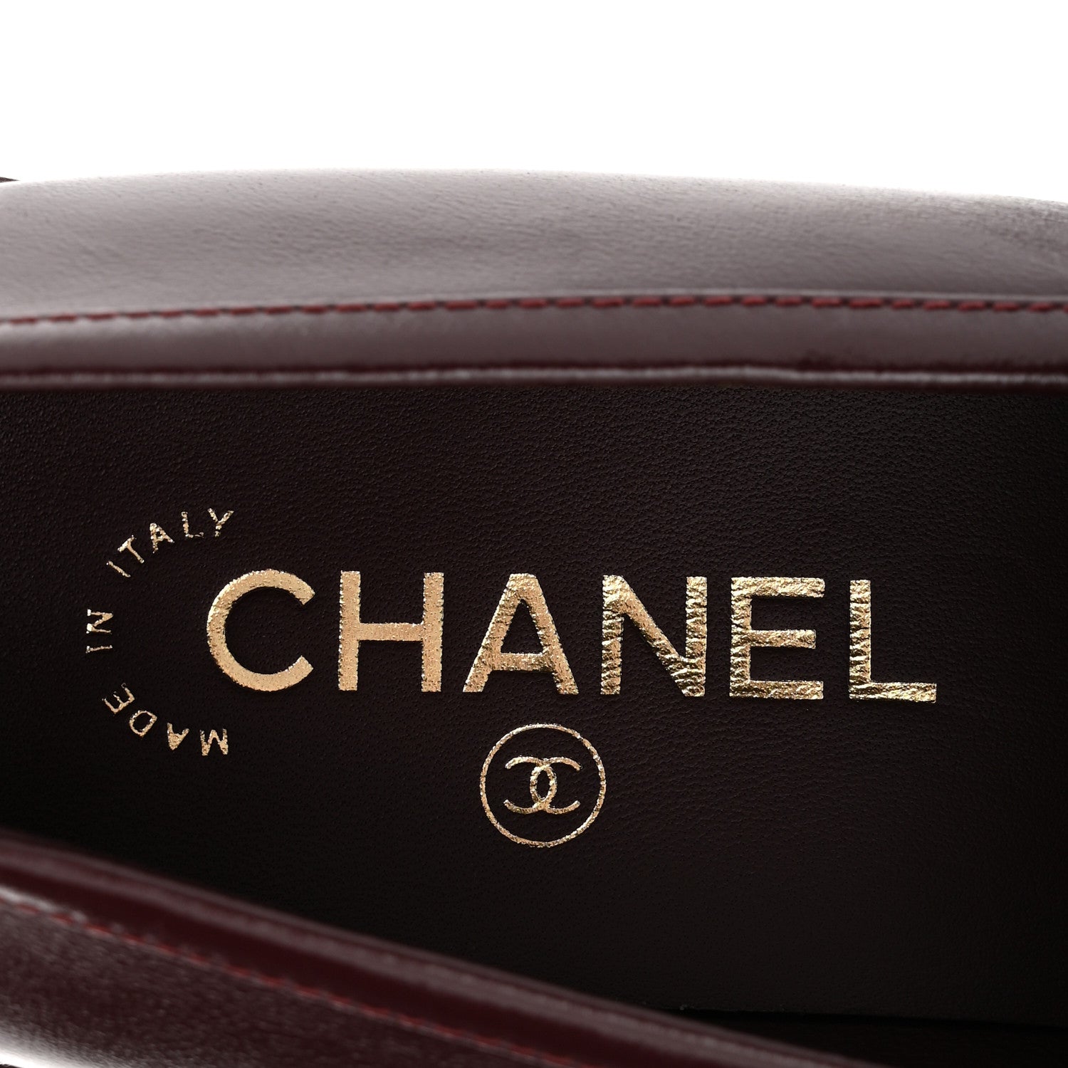 Chanel Shiny Calfskin CC Mocassin Loafers 39 Burgundy