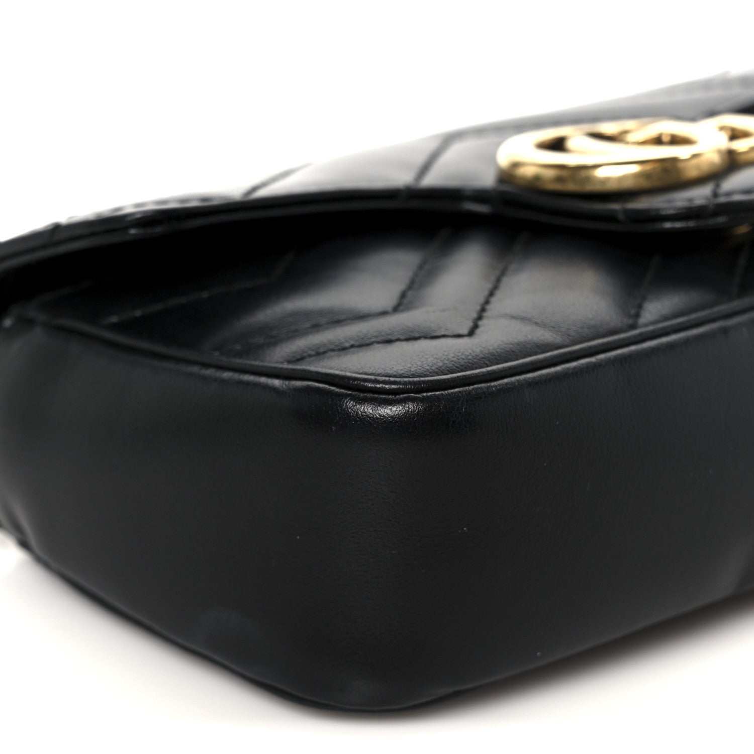 Gucci Calfskin Matelasse Super Mini GG Marmont Shoulder Bag Black