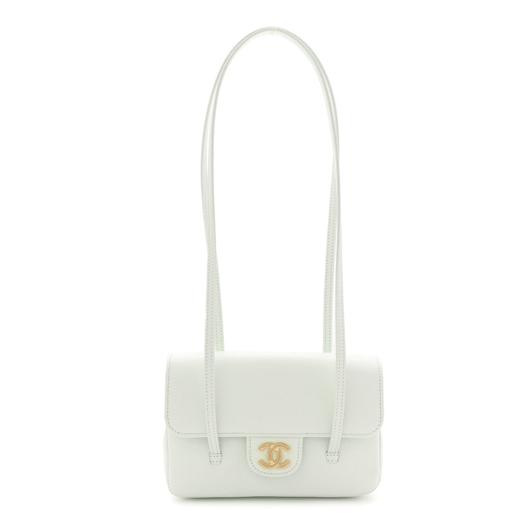 Chanel Shiny Caviar Mini Preppy Coco Shoulder Bag Light Blue