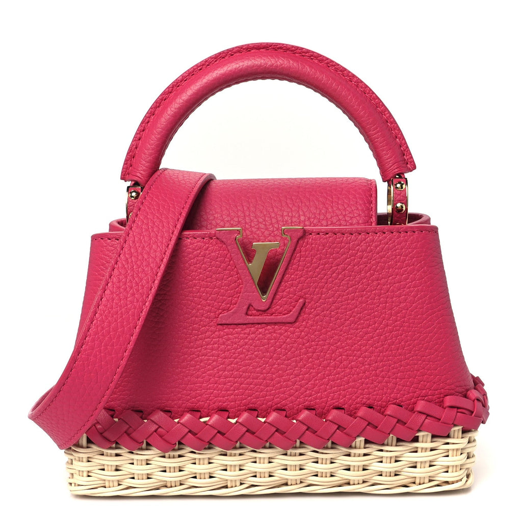 Louis Vuitton Rattan Taurillon Capucines Mini Magenta