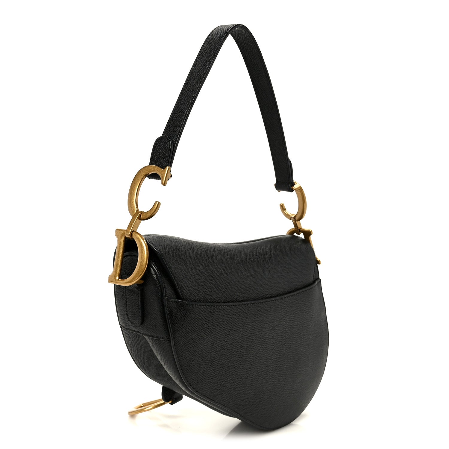 Christian Dior Grained Calfskin Saddle Bag Black