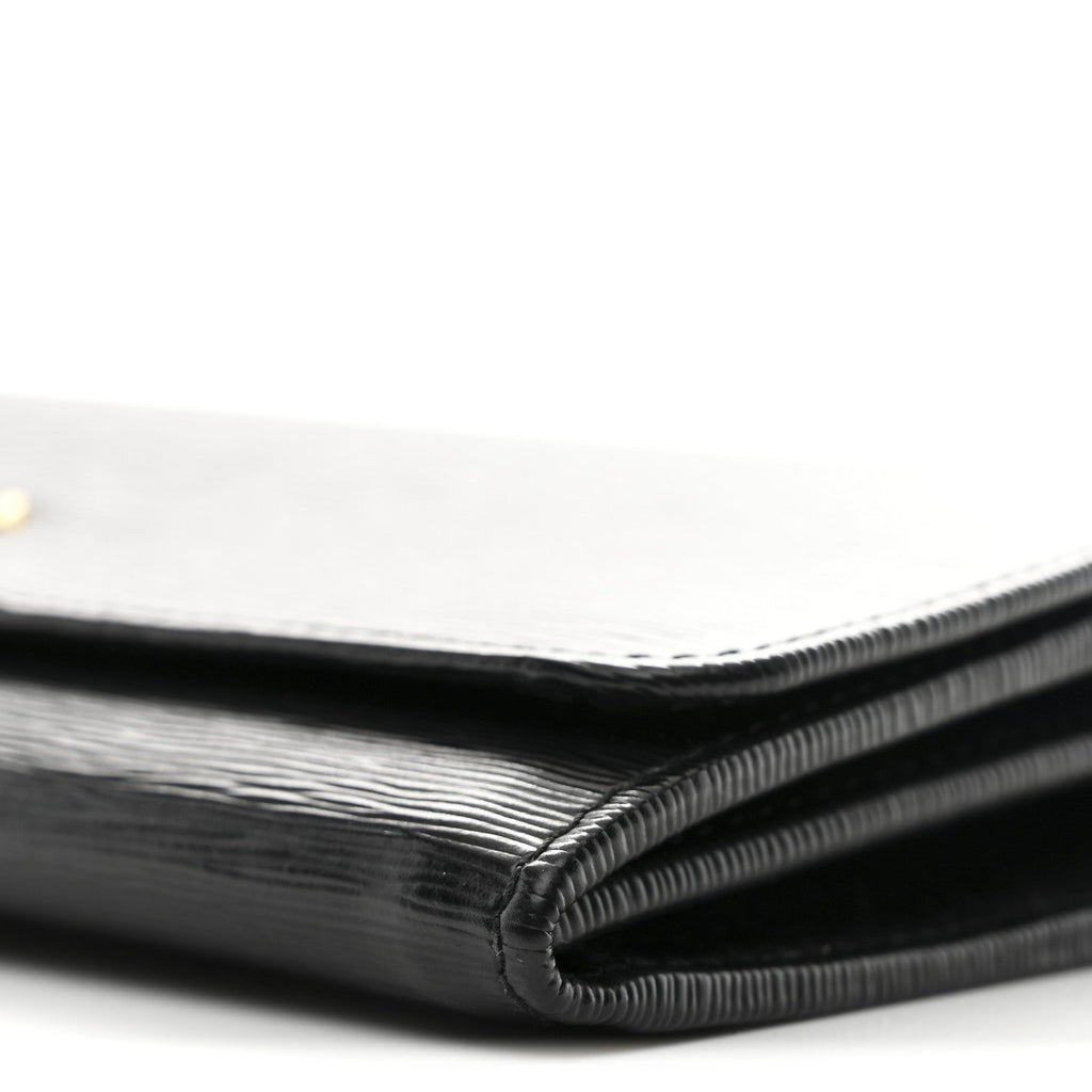 Prada Vitello Move Metal Oro Chain Wallet Black