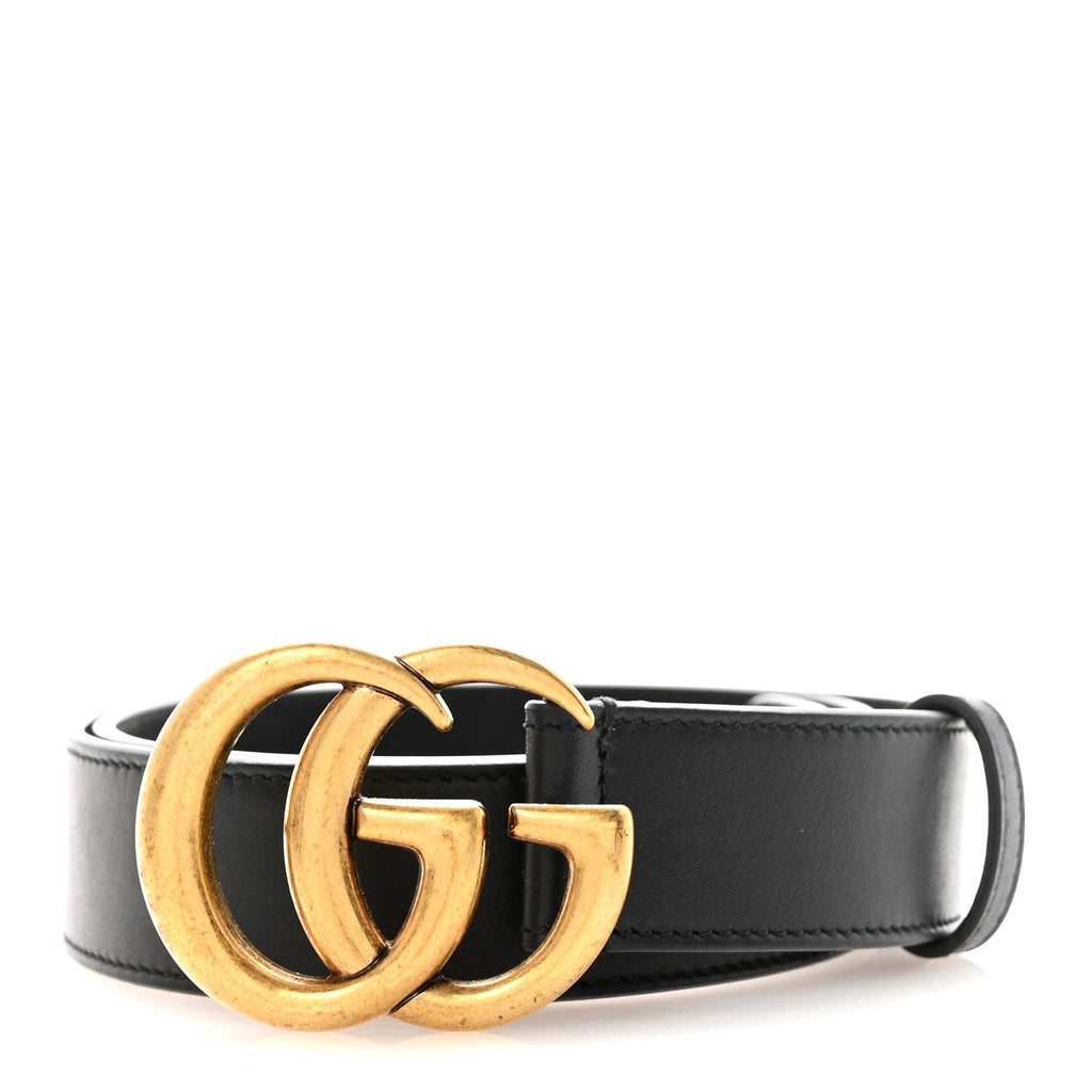 Gucci Calfskin Double G 30mm Belt 80 32 Black