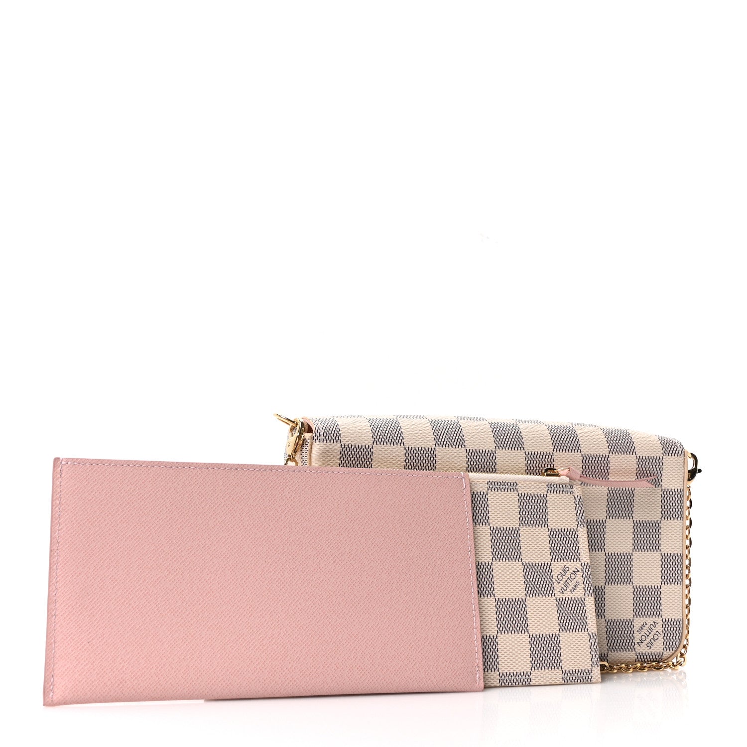 Louis Vuitton Damier Azur Pochette Felicie Chain Wallet Rose Ballerine