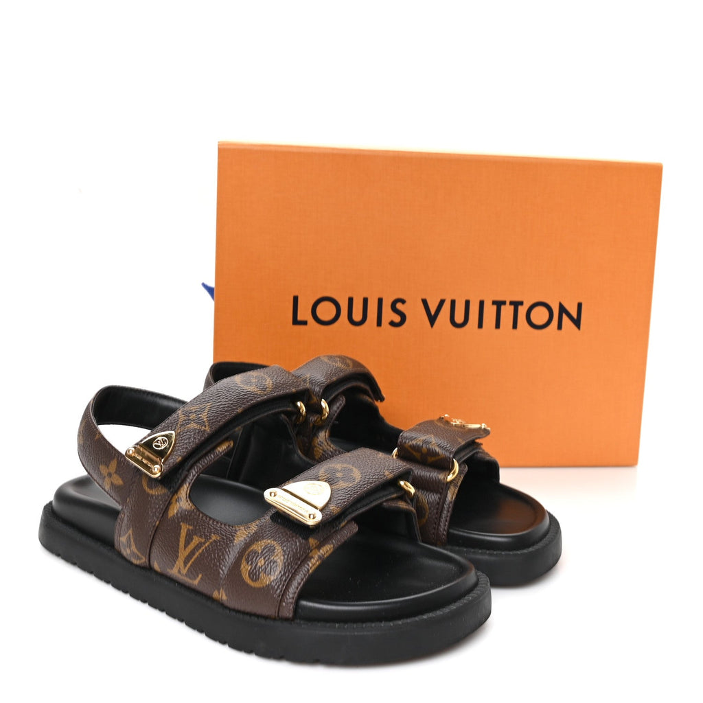 Louis Vuitton Monogram LV Sunset Comfort Flat Sandals 36 Cacao Brown