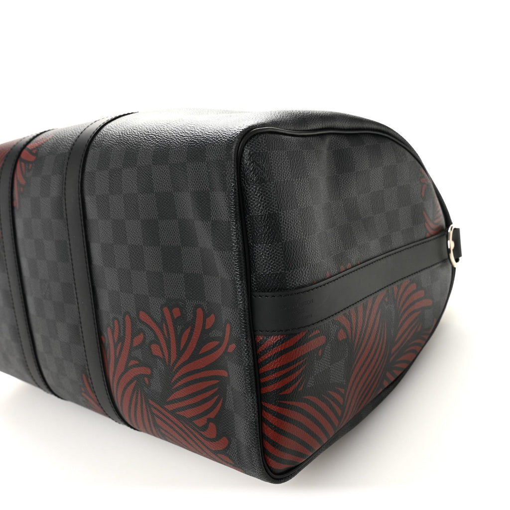 Louis Vuitton Damier Graphite Rope Keepall Bandouliere 45 Red