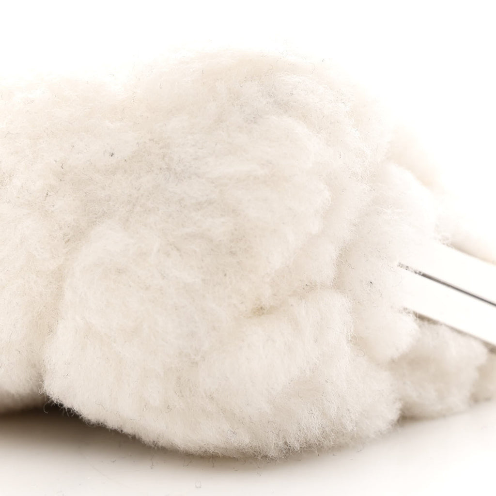 Chanel Shearling Sheepskin Lambskin Quilted Clutch With Chain White