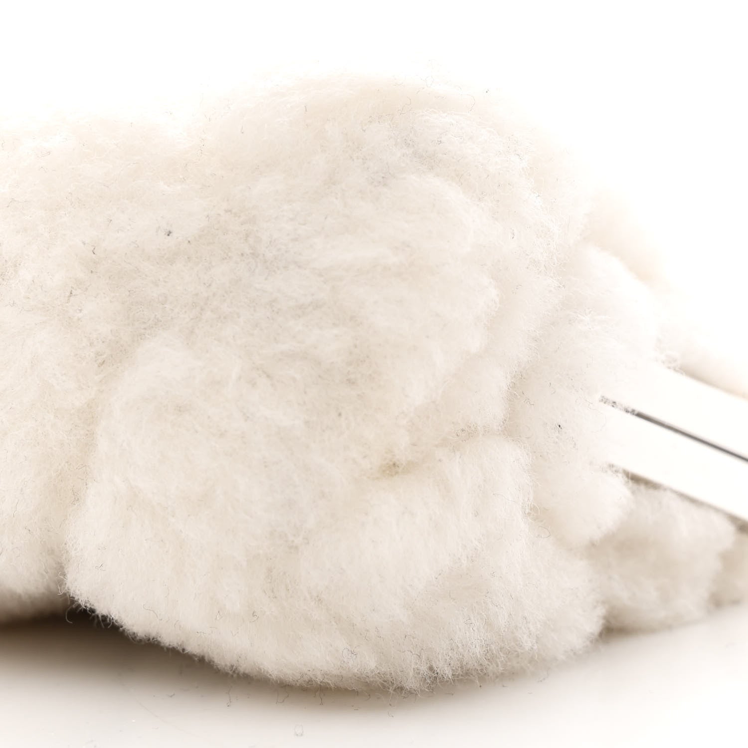 Chanel Shearling Sheepskin Lambskin Quilted Clutch With Chain White