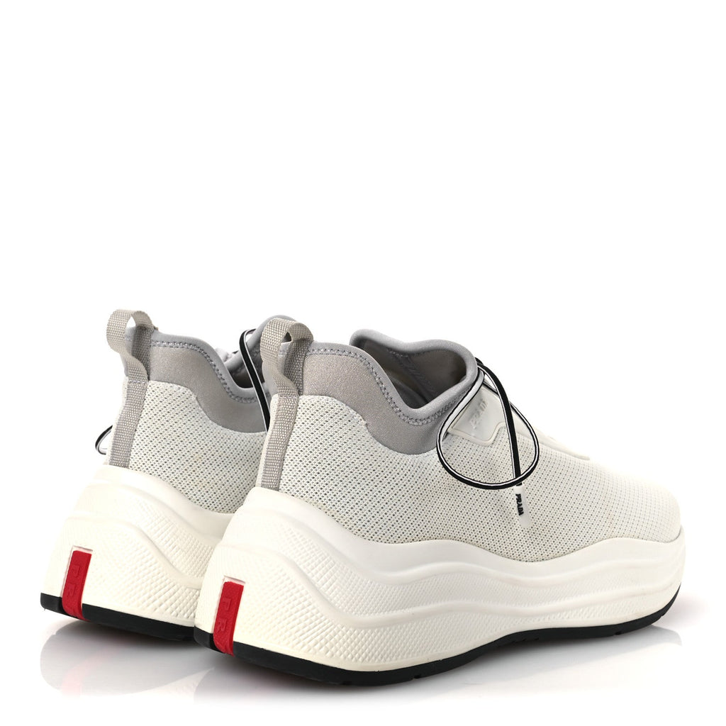 Prada Mesh Neoprene America's Cup 45mm Womens Sneakers 37.5 White Alluminio