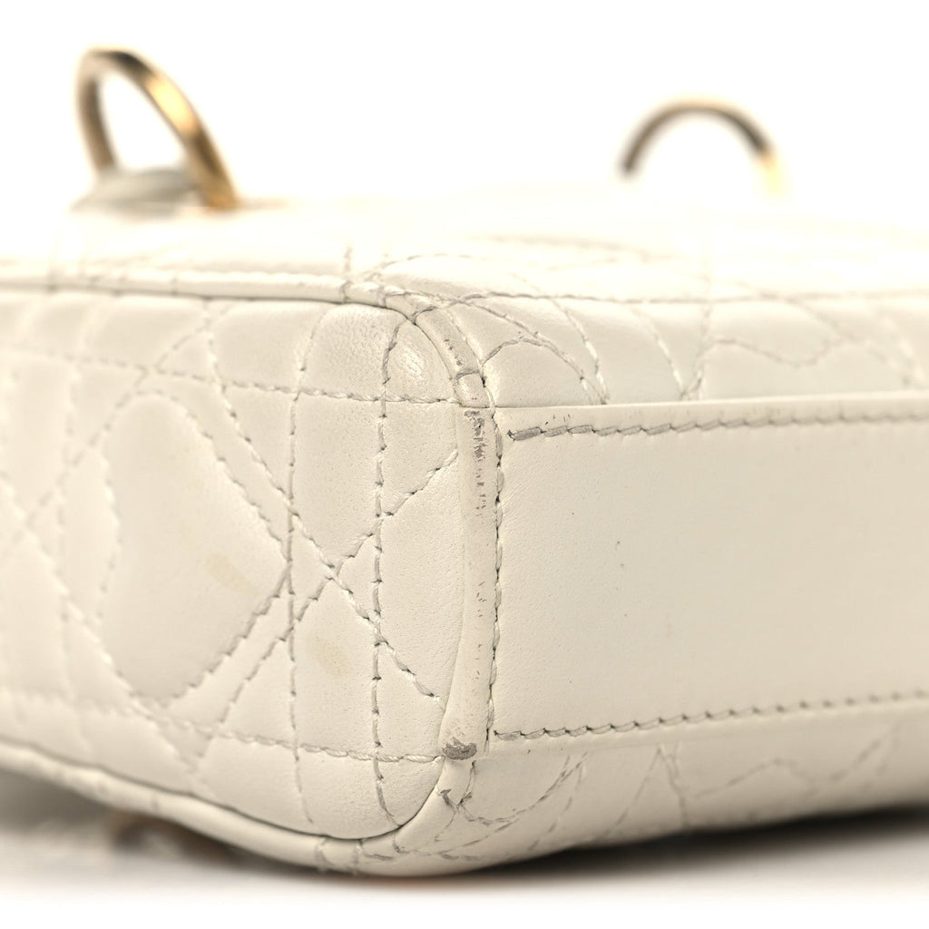Christian Dior Lambskin Cannage Dioramour Micro Lady D-Joy Latte