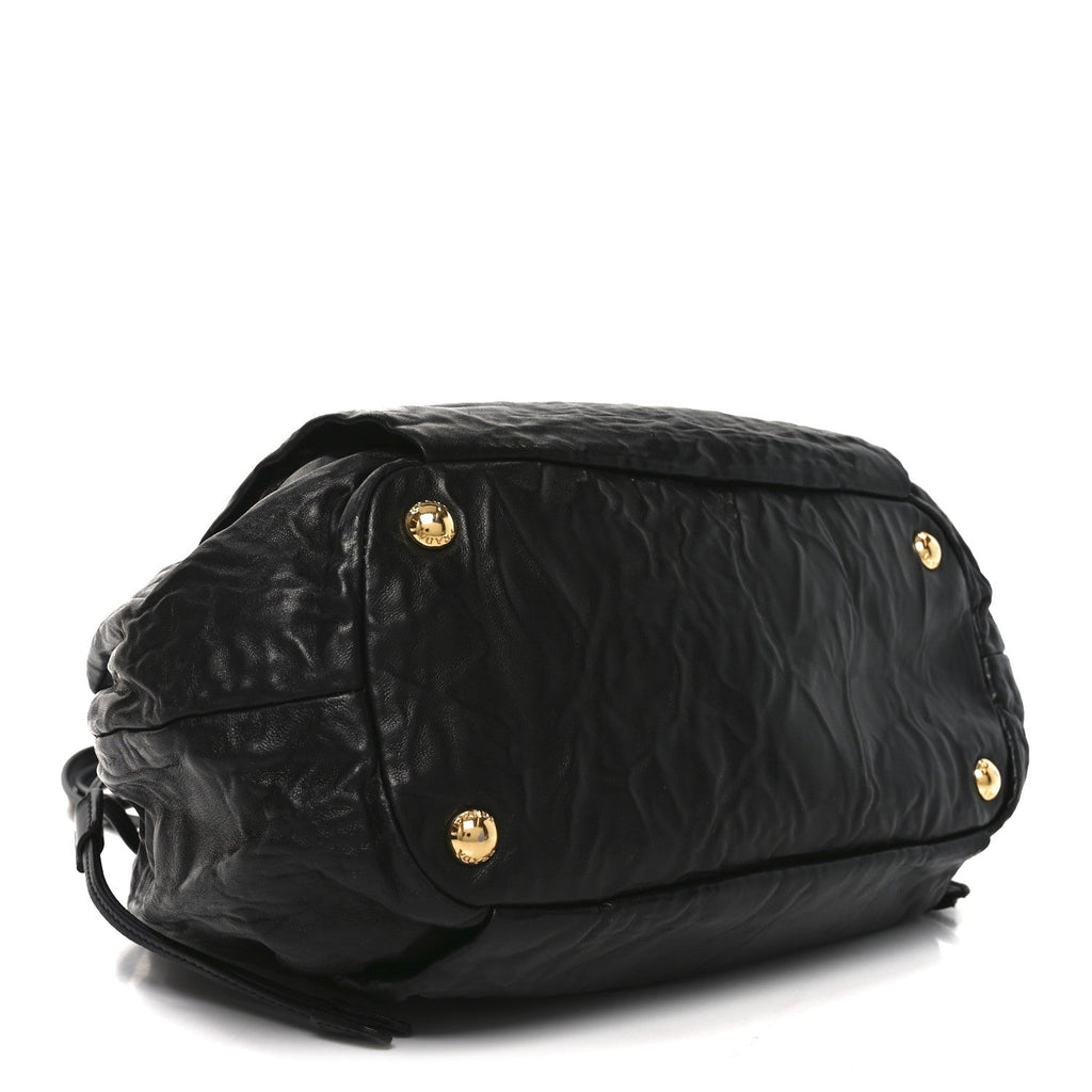 Prada Nappa Antique Drawstring Tote Black