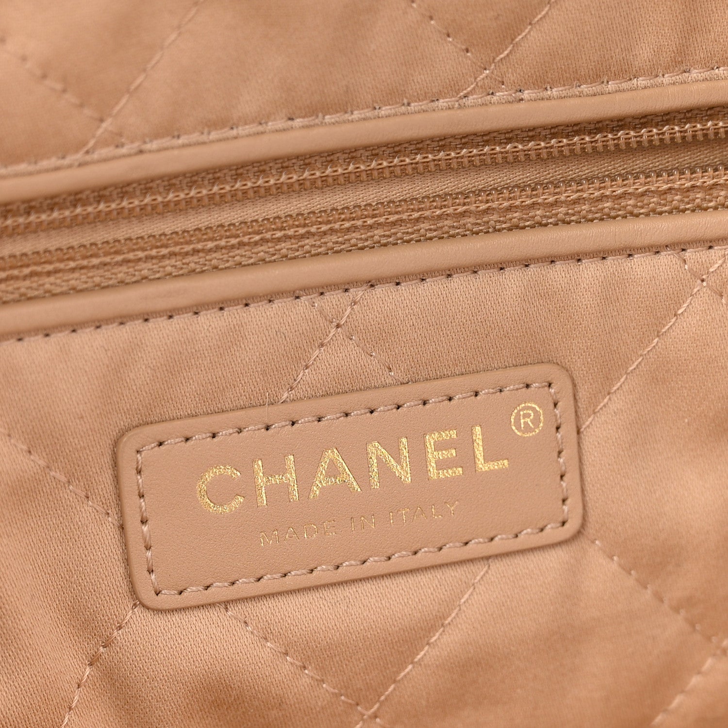 Chanel Shiny Calfskin Quilted Chanel 22 Beige