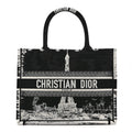 Christian Dior Canvas Embroidered Medium Paris Book Tote Black White