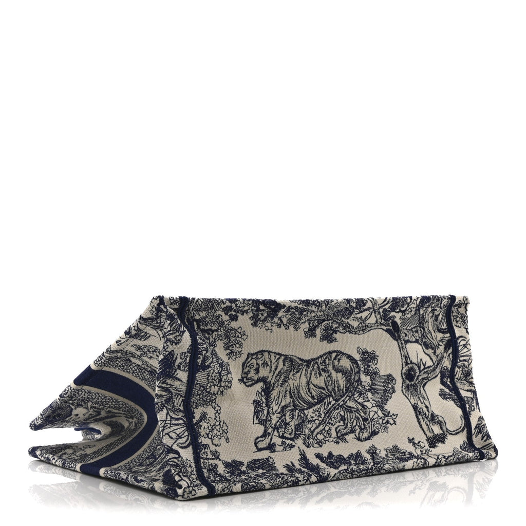 Christian Dior Canvas Embroidered Medium Dioriviera Toile De Jouy Book Tote Blue