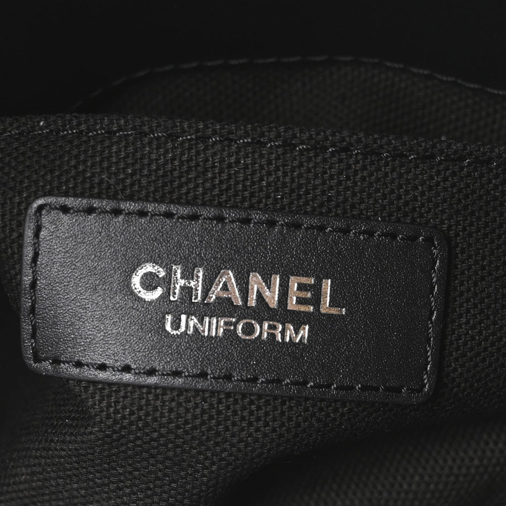 Chanel Calfskin Quilted CC Uniform Flap Belt Bag Black