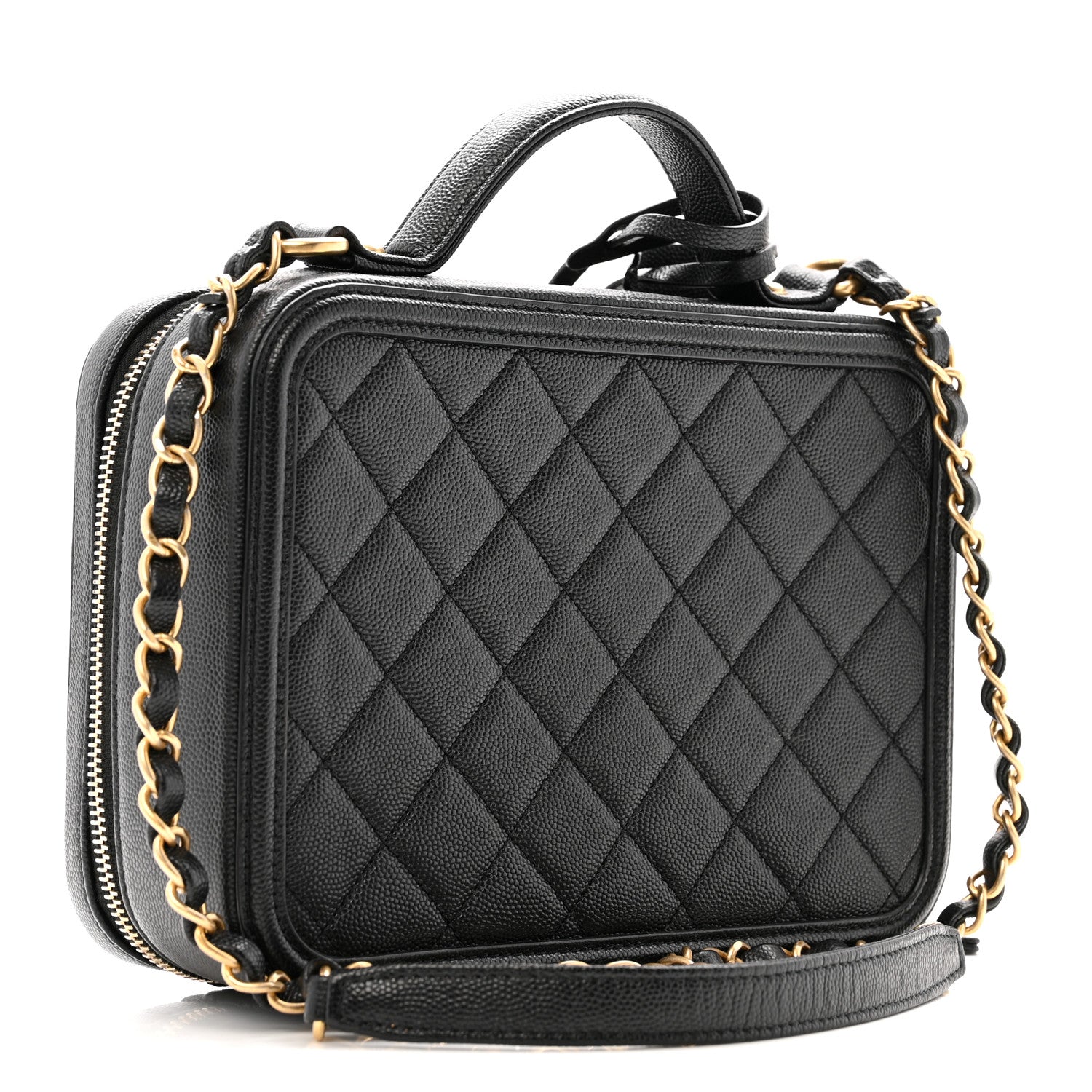 Chanel Caviar Quilted Medium CC Filigree Vanity Case Black