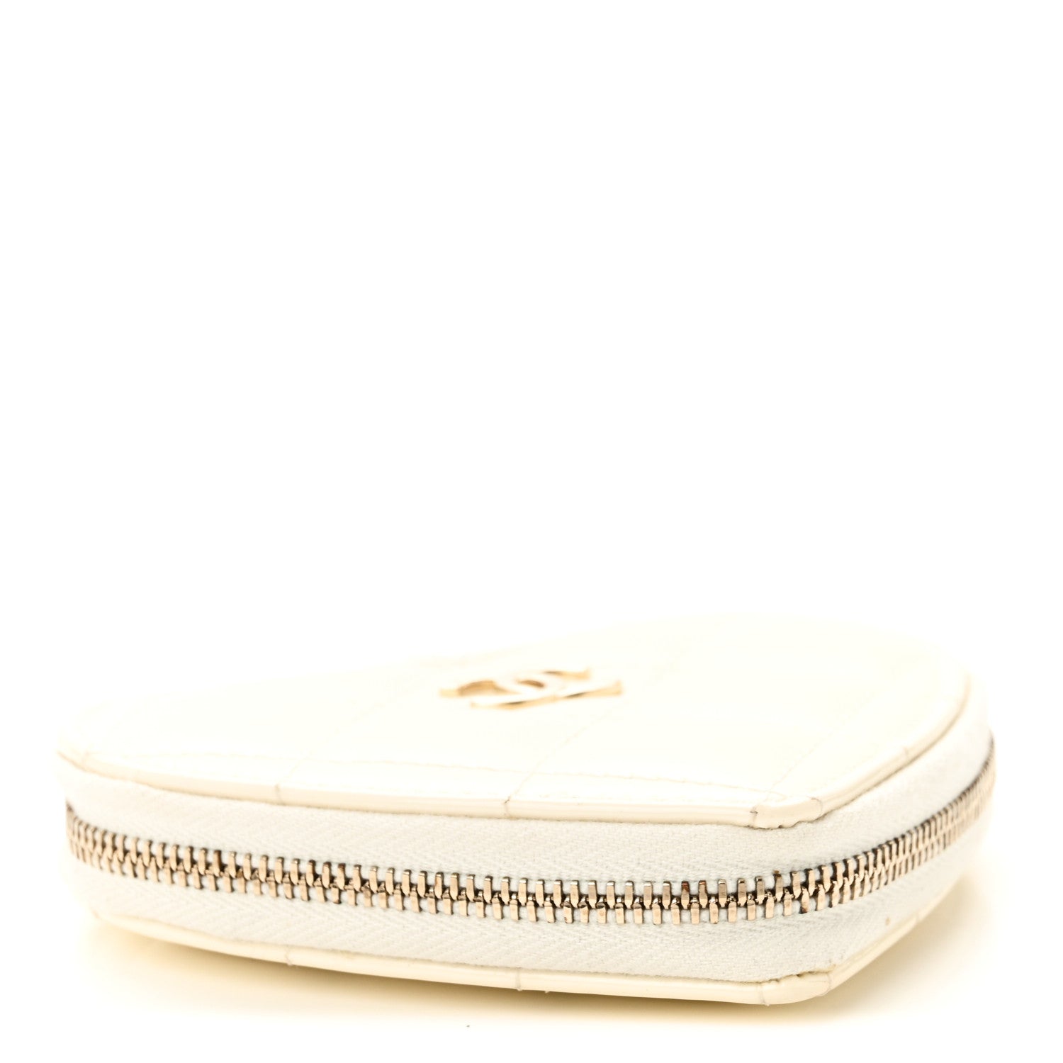 Chanel Patent Calfskin Resin Quilted CC Heart Clutch With Chain Black