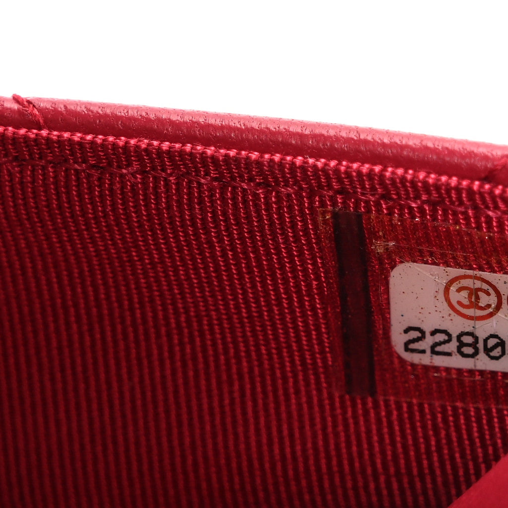 Chanel Lambskin Quilted Wallet On Chain WOC Dark Pink