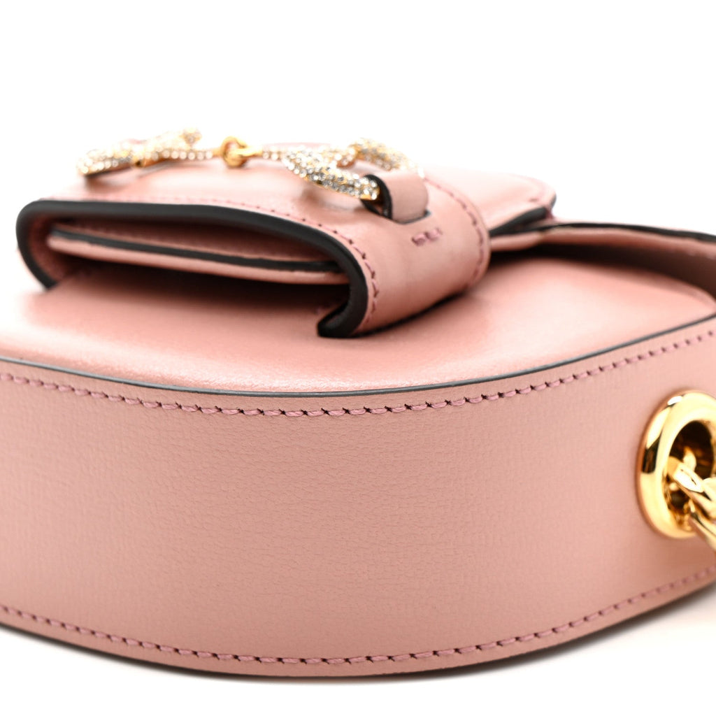 Gucci Azalea Calfskin Crystal GG Monogram Mini Horsebit 1955 Waist Bag Pink