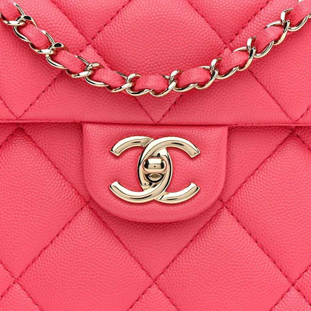 Chanel Caviar Quilted Mini Retro Twist Top Handle Flap Pink