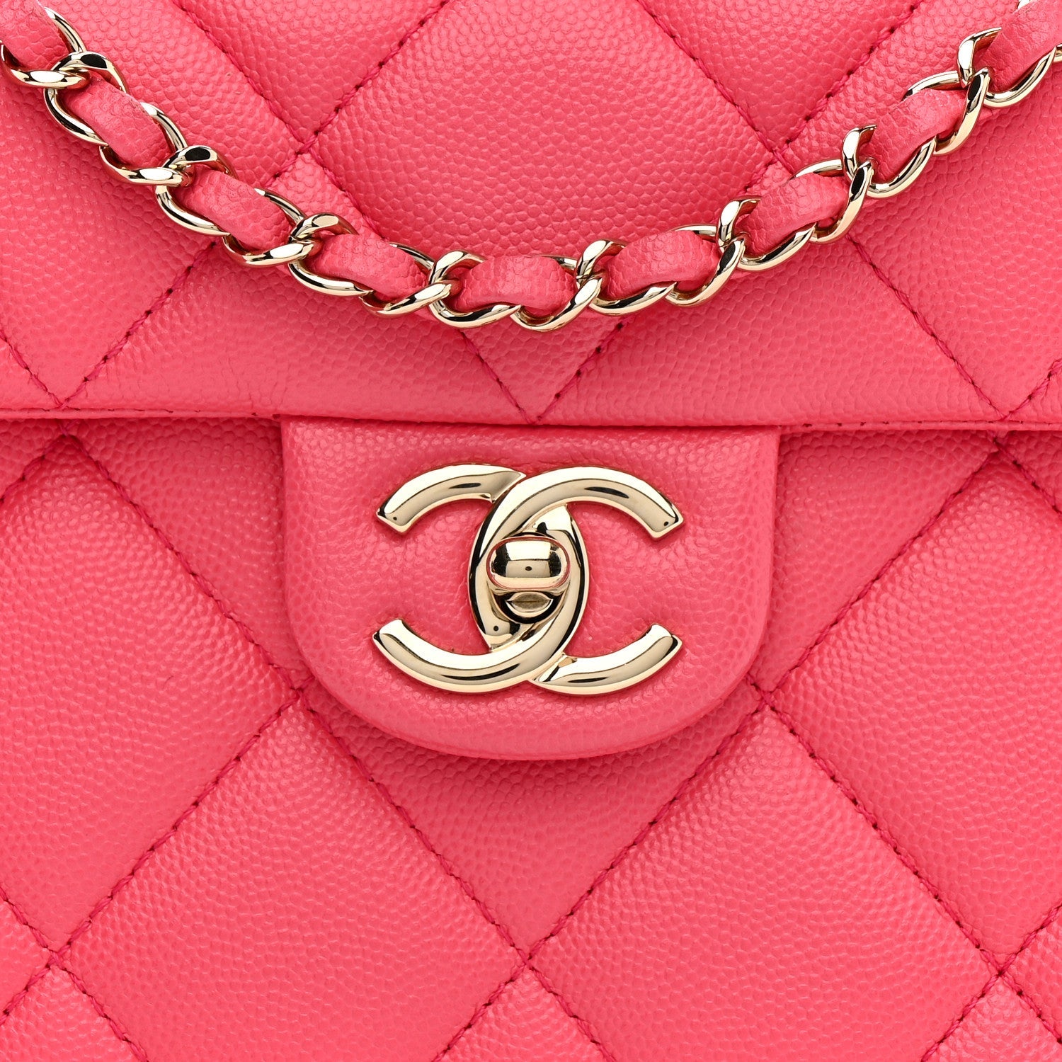 Chanel Caviar Quilted Mini Retro Twist Top Handle Flap Pink