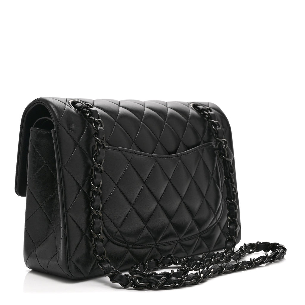 Chanel Lambskin Quilted Small Double Flap So Black