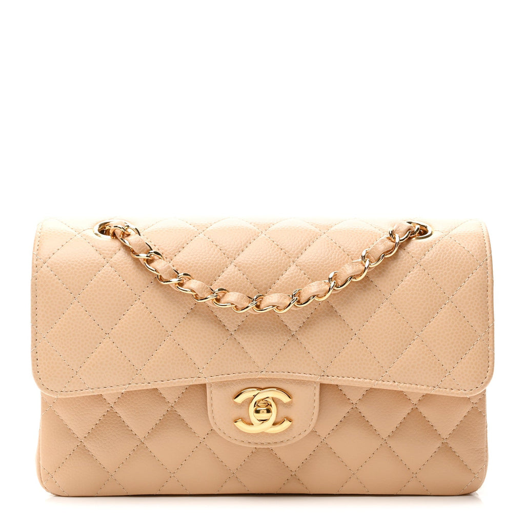 Chanel Caviar Quilted Small Double Flap Beige