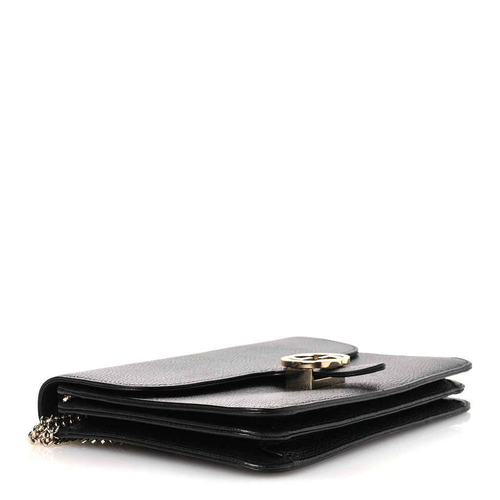 Gucci Dollar Calfskin Interlocking G Shoulder Bag Black