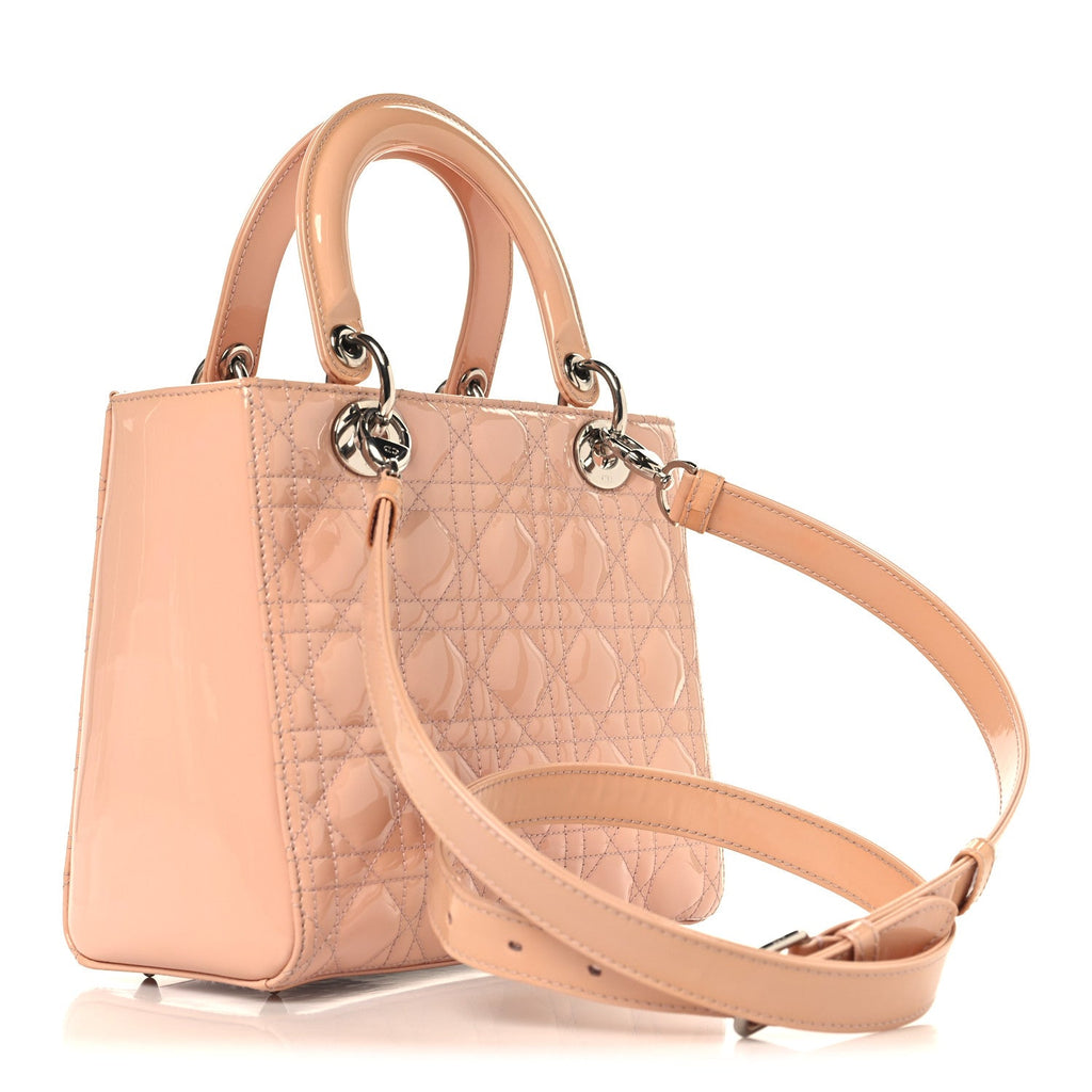 Christian Dior Patent Cannage Medium Lady Dior Rose Clair