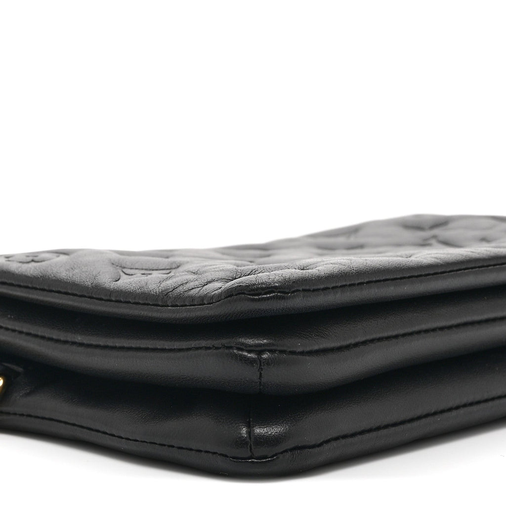 Louis Vuitton Lambskin Embossed Monogram Pochette Coussin Black