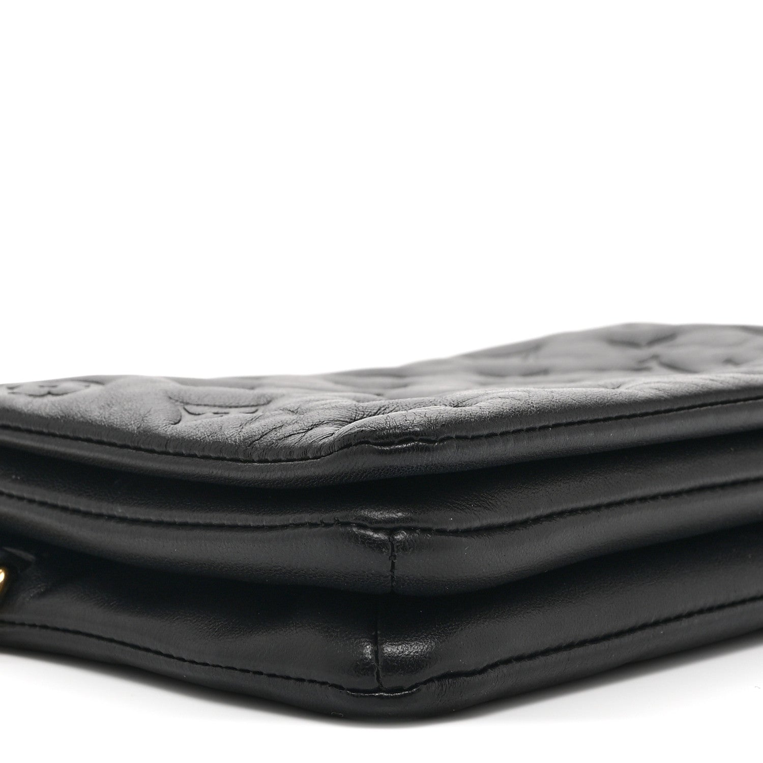 Louis Vuitton Lambskin Embossed Monogram Pochette Coussin Black
