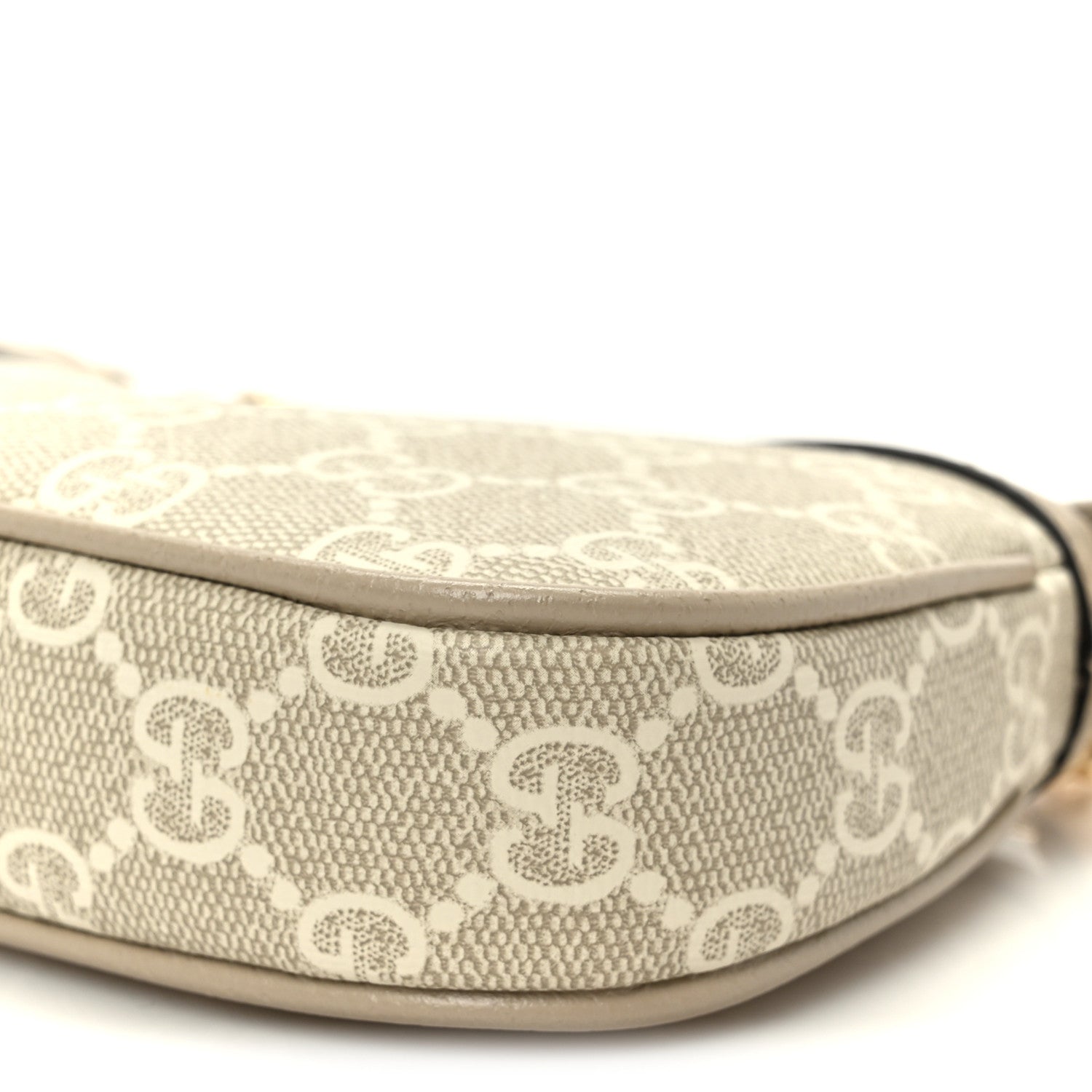 Gucci GG Supreme Monogram Textured Dollar Calfskin Web Mini Ophidia GG Handbag Beige Mystic White Oatmeal