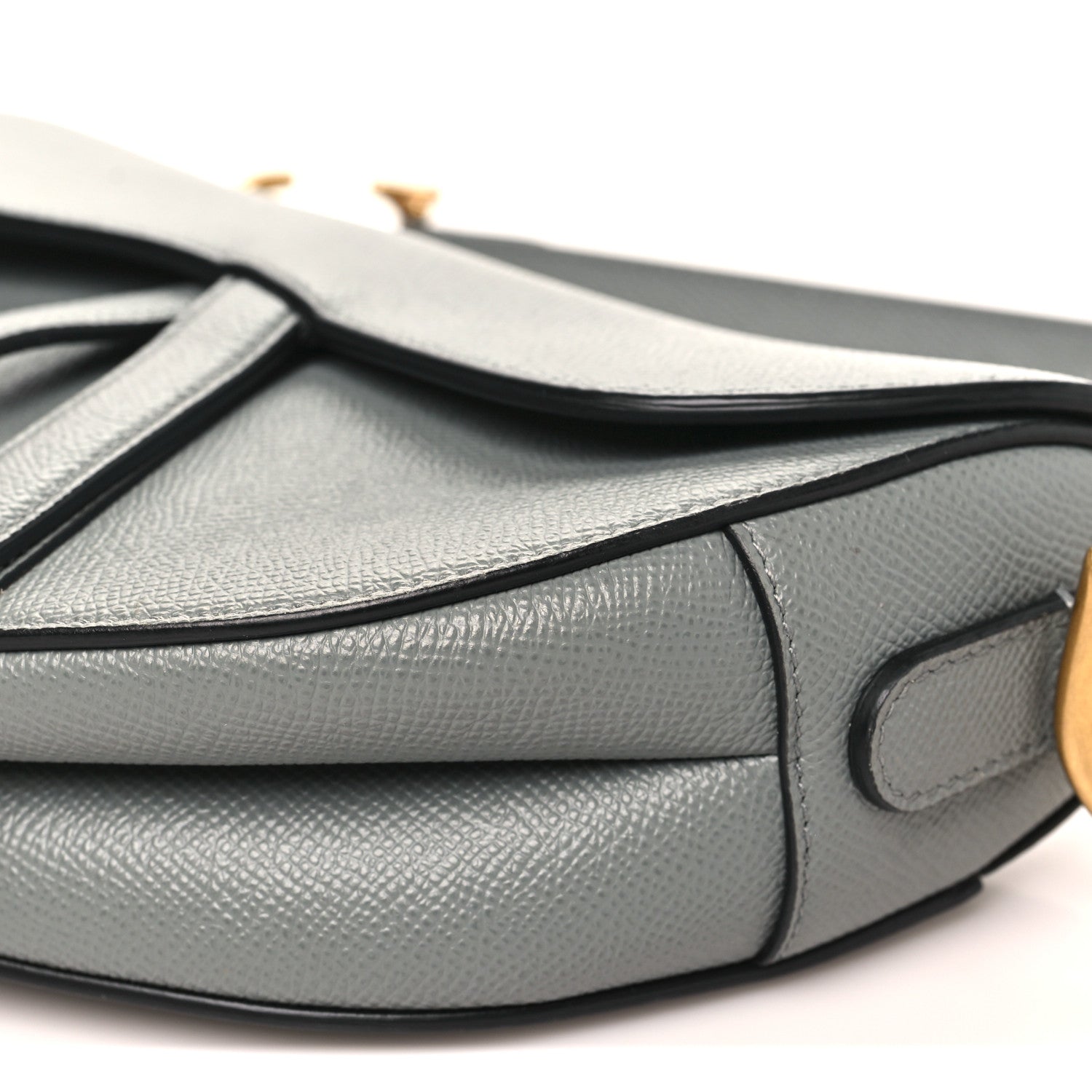 Christian Dior Grained Calfskin Saddle Bag Grey Stone
