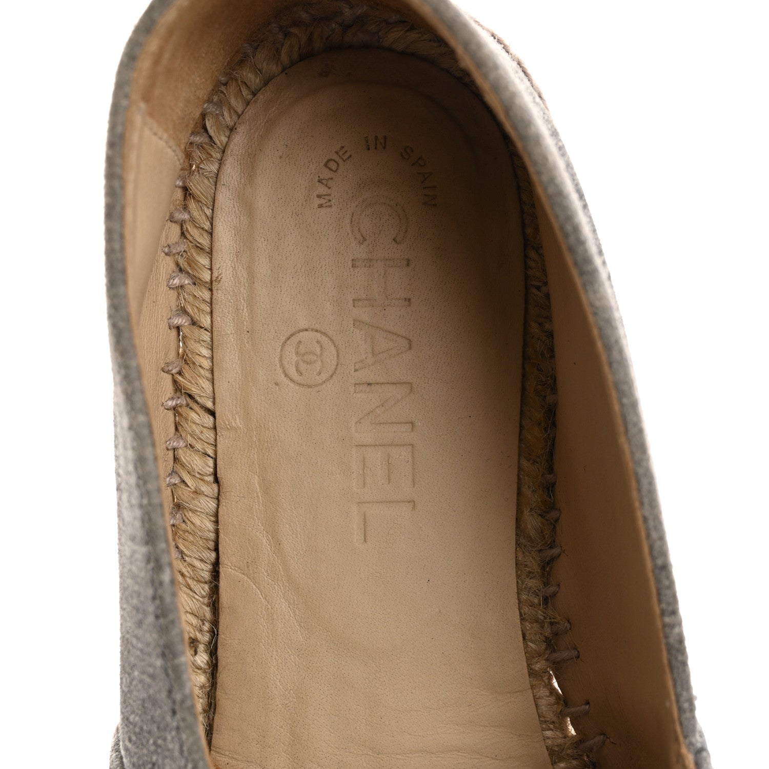 Chanel Striated Suede Espadrilles 37 Dark Grey