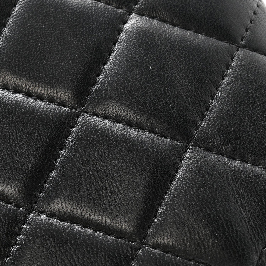 Lambskin Quilted Large Flap Wallet Black