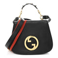 Gucci Roxy Calfskin Web Medium Studded Blondie Shoulder Flap Bag Black
