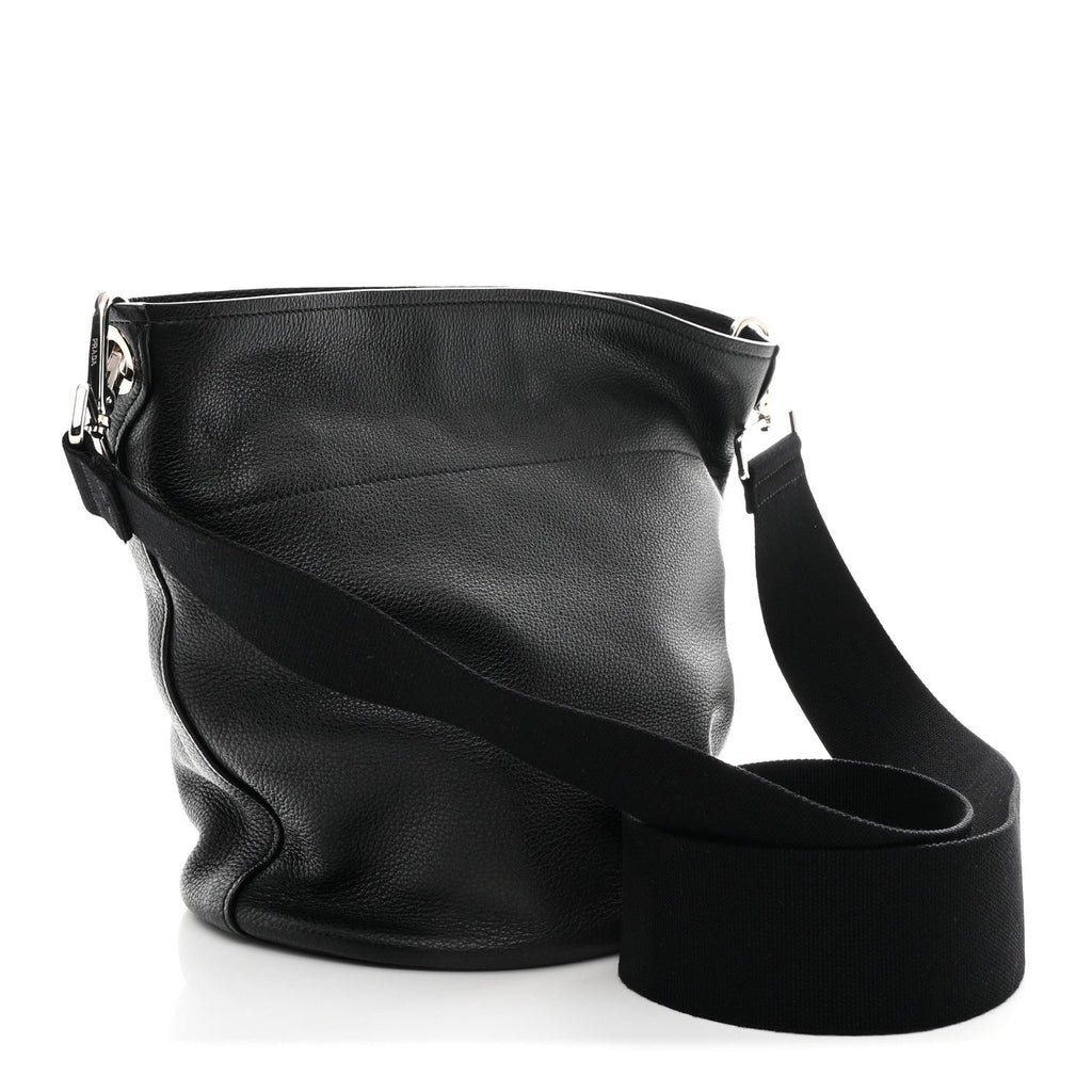 Prada Vitello Daino Bucket Bag Black