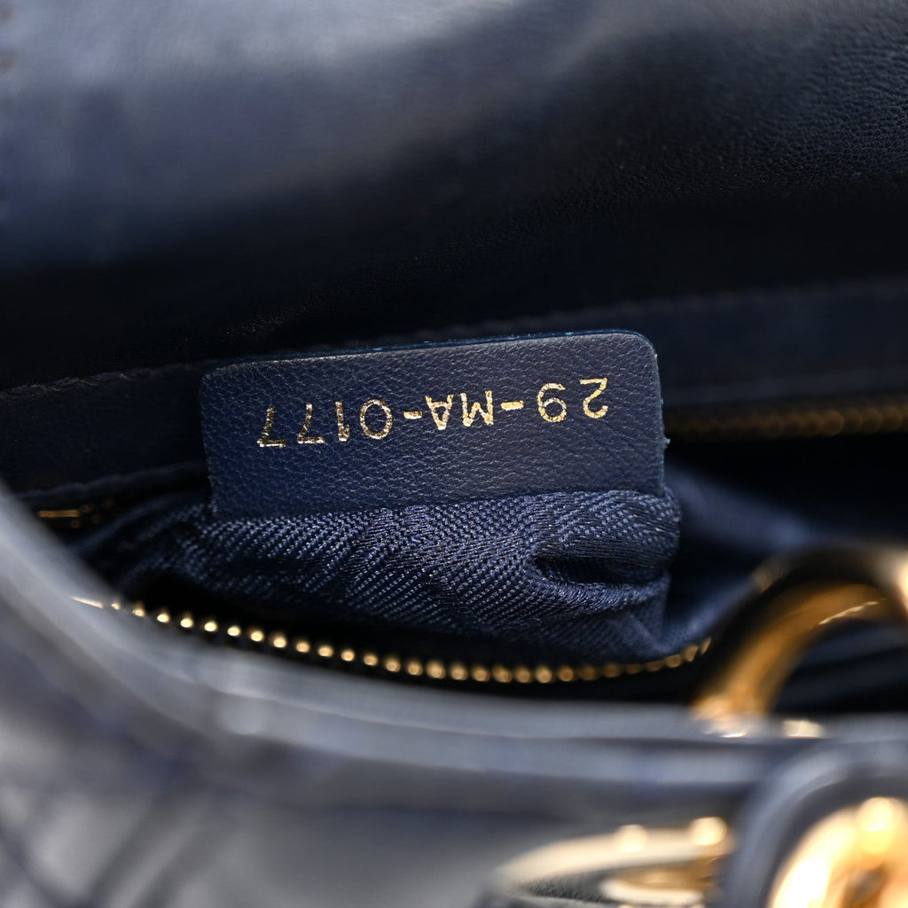 Christian Dior Lambskin Cannage Small Lucky Badges My Lady Dior Navy