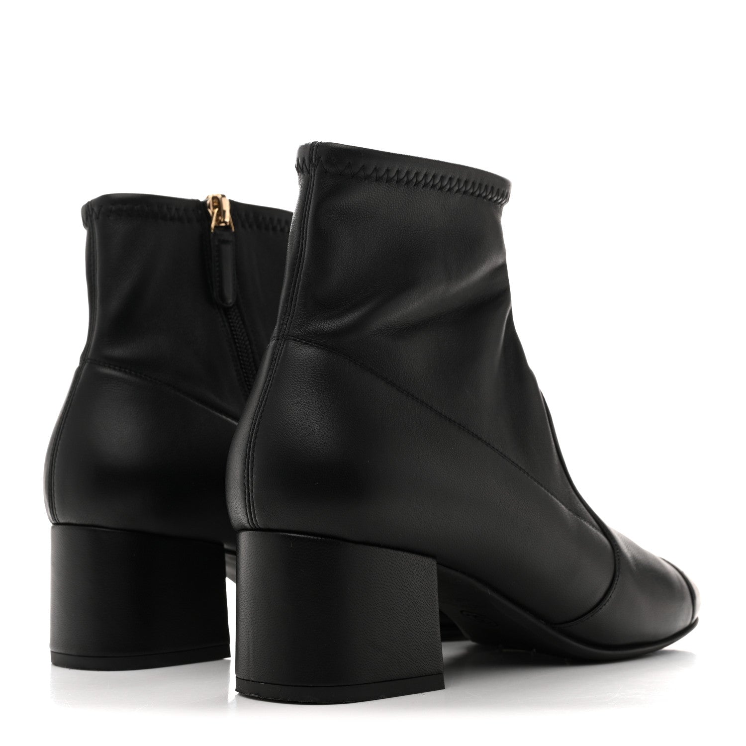 Chanel Stretch Lambskin Cap Toe CC Short Boots 38.5 Black