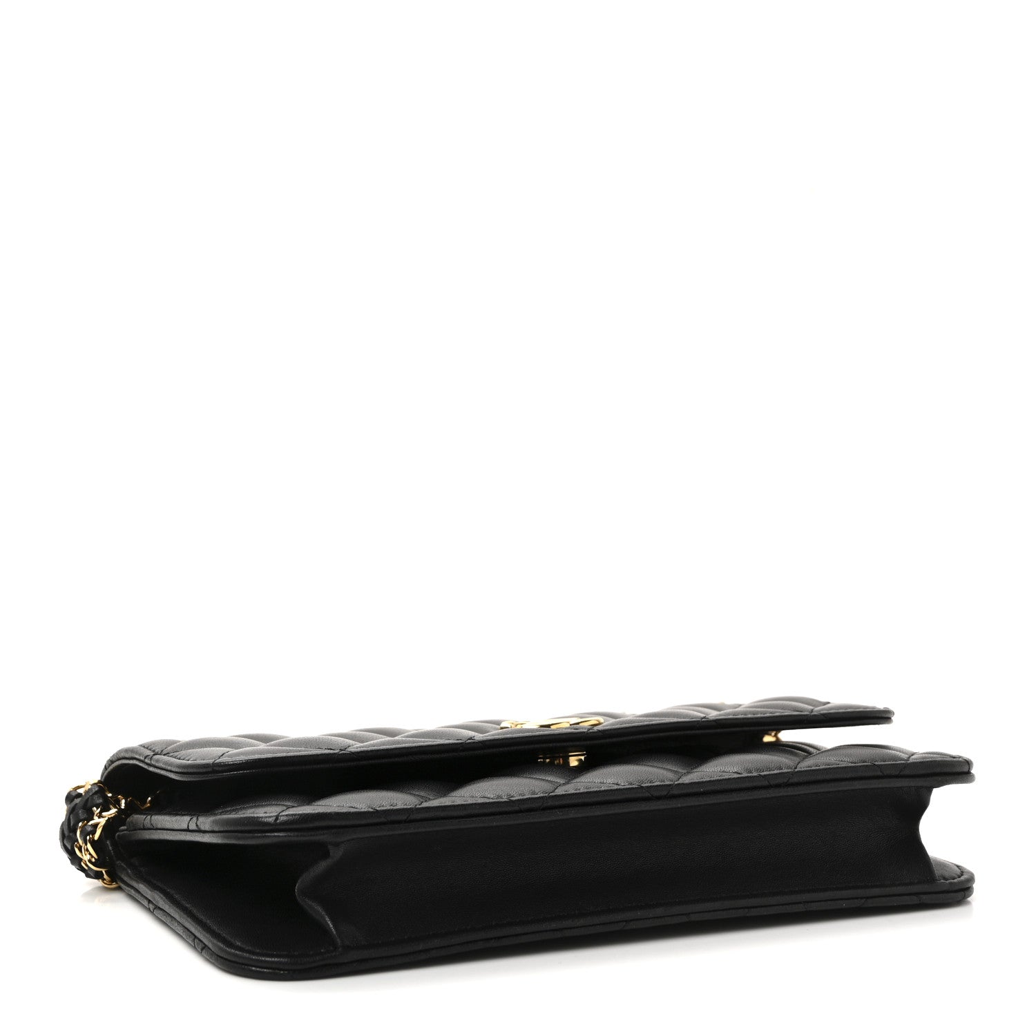 Chanel Lambskin Quilted Flap Shoulder Bag Chain Black