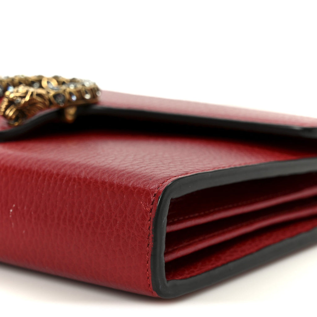 Gucci Calfskin Mini Dionysus Chain Wallet Hibiscus Red