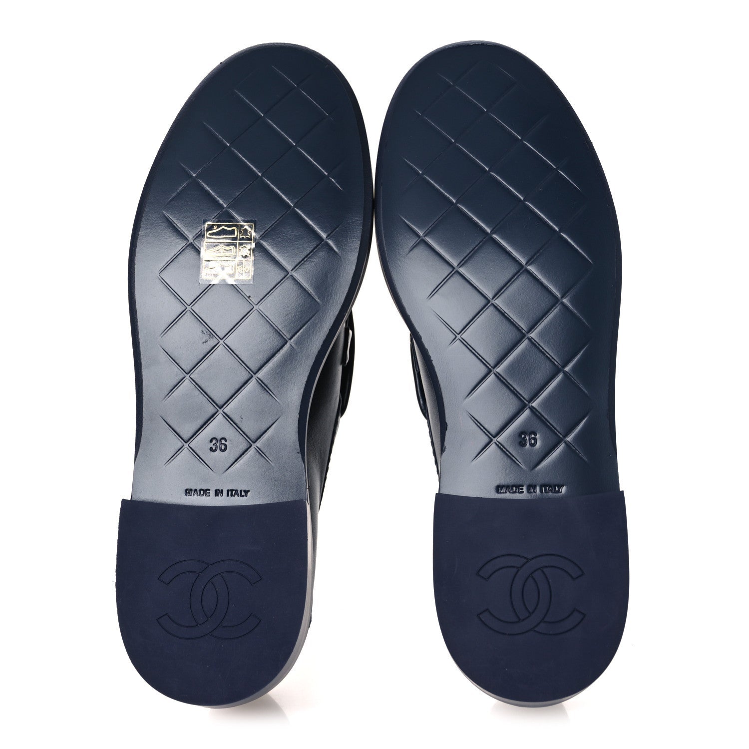 Lambskin Quilted CC Turnlock Loafers 36 Navy