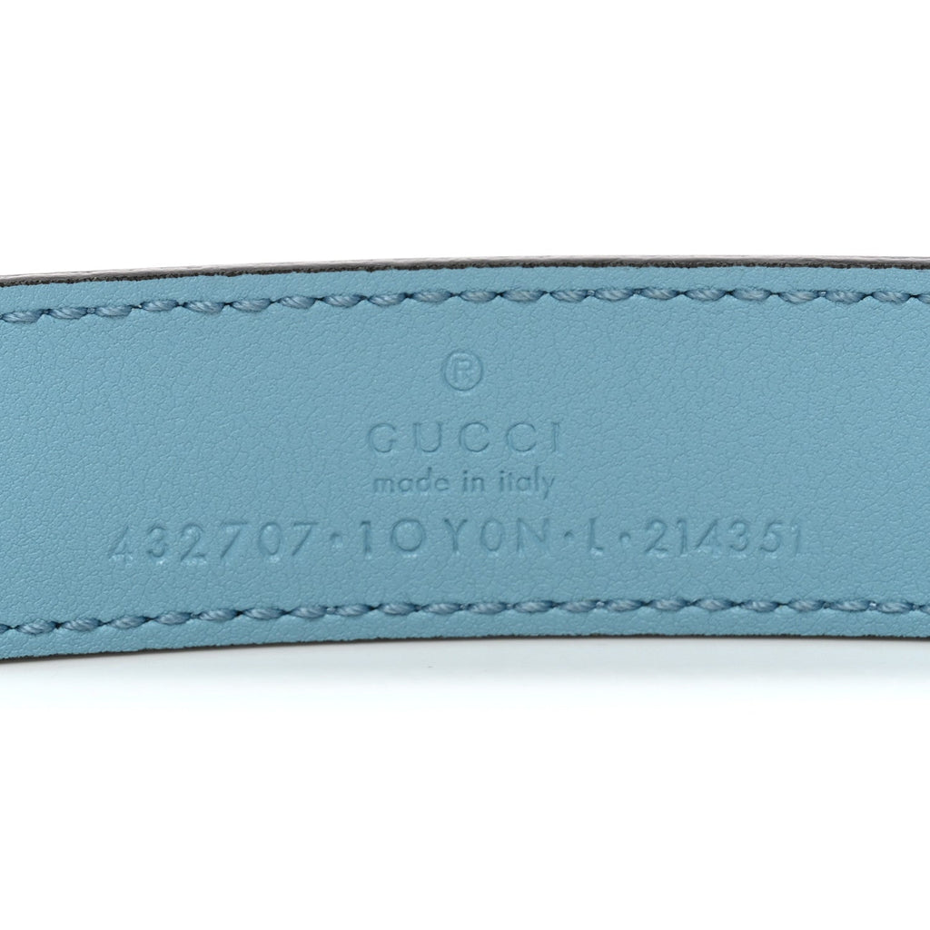Gucci Calfskin Kids Double G Belt L Blue