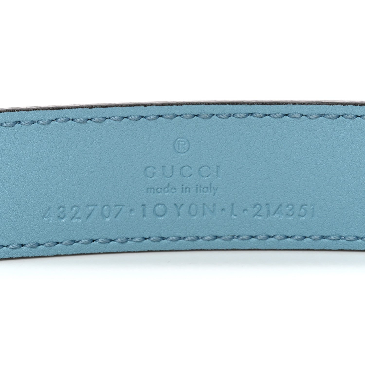 Gucci Calfskin Kids Double G Belt L Blue