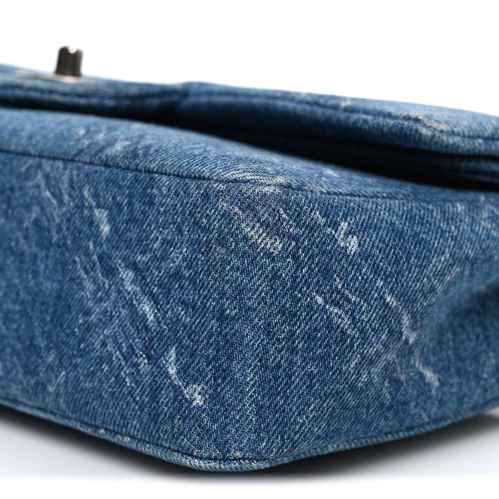 Chanel Denim Bleached Chain Medium Double Flap Blue