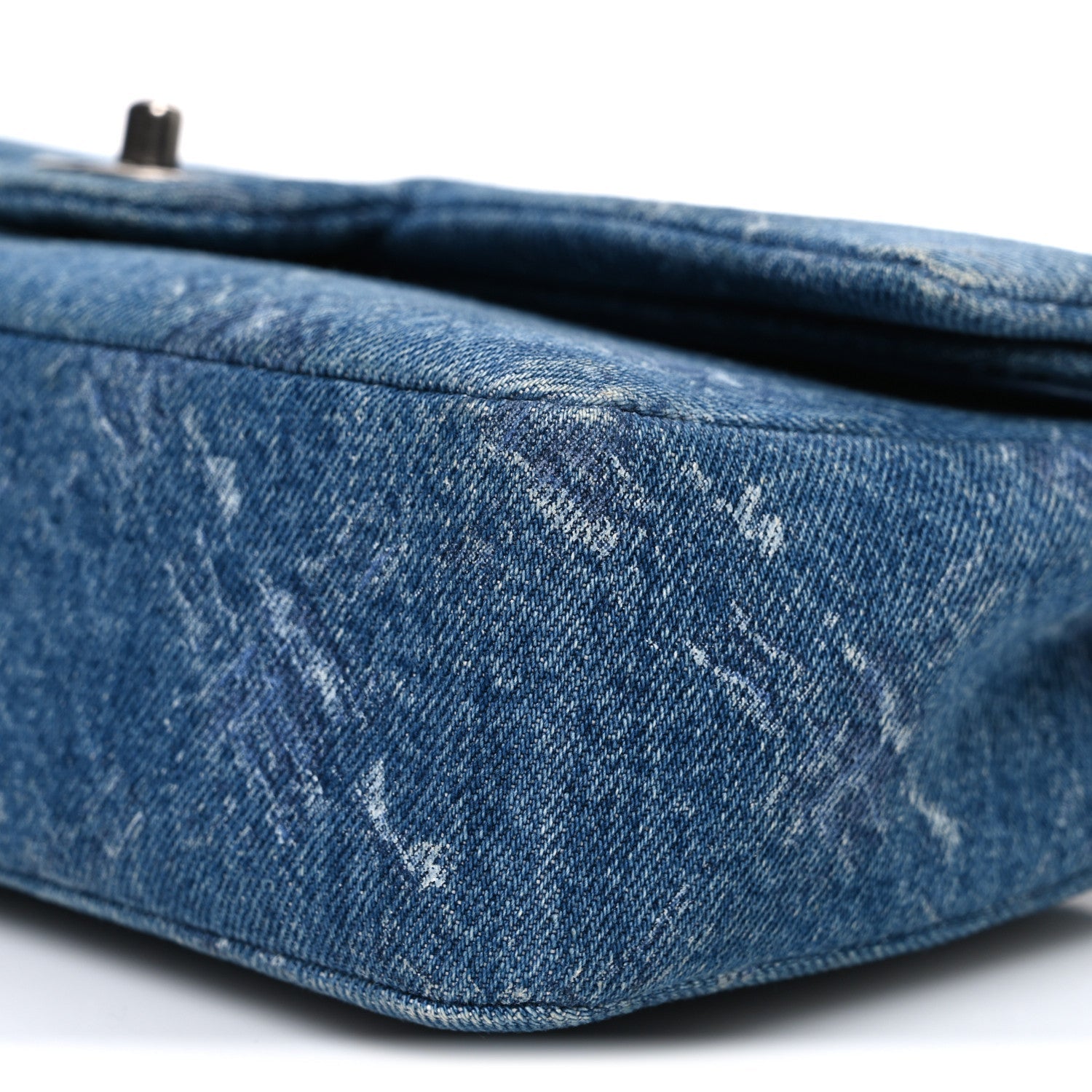 Chanel Denim Bleached Chain Medium Double Flap Blue