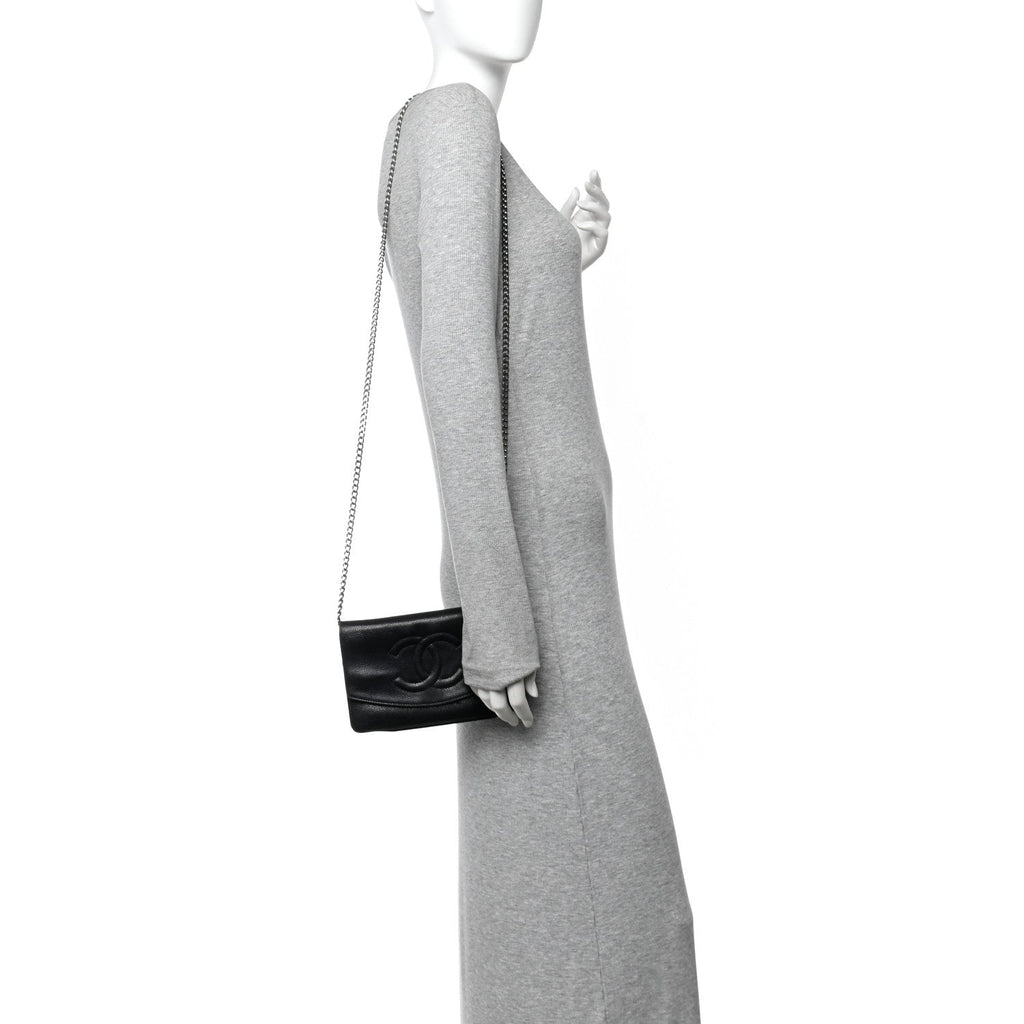 Chanel Caviar Timeless CC Wallet On Chain WOC Black