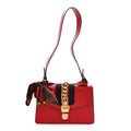 Gucci Calfskin Small Sylvie Shoulder Bag Hibiscus Red
