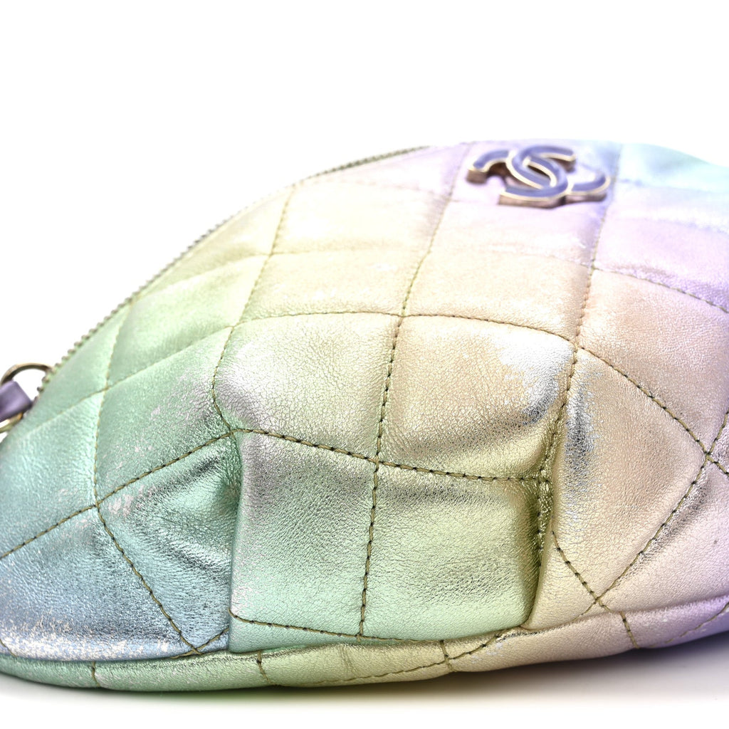 Chanel Gradient Metallic Lambskin Quilted Walking Mood Waist Bag Fanny Pack Pink Purple Green